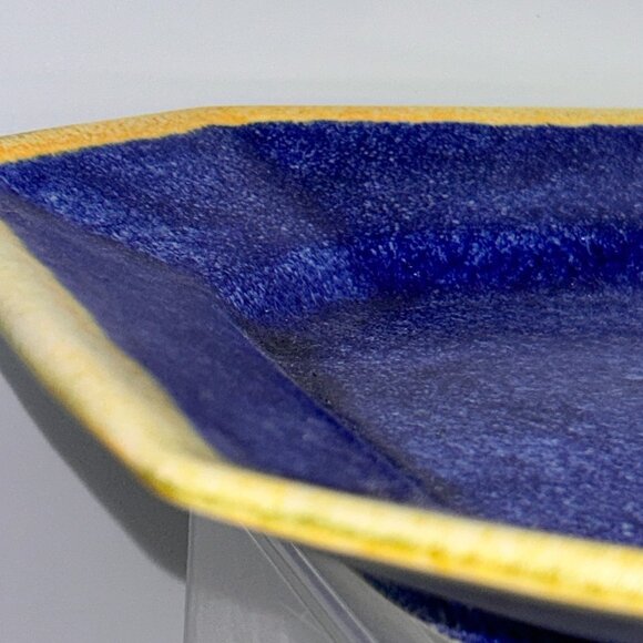 Benlloch Espana, Spain 14" Blue Platter with Yellow Leaves Signed Studio Pottery - Picture 6 of 16